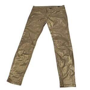 Benetton gold metallic skinny jeans size 31